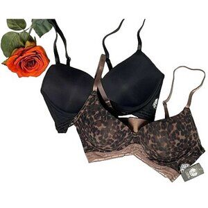 Vince Camuto Animal Print & Solid Bra Set 34B